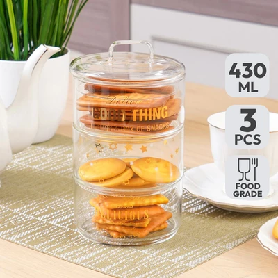 Gambar Informa Kalino Stoples Kaca Susun 430 ml Set 3 pcs Transparan