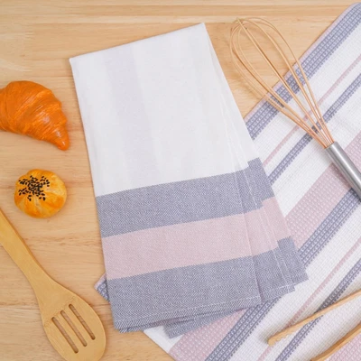 Gambar Informa Kain Lap Dapur Stripe Set 2 pcs - Abu-Abu/Pink