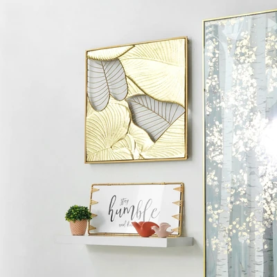 Gambar Informa Hiasan Dinding Multi Leaves Besi 56.5x56.5 cm - Gold