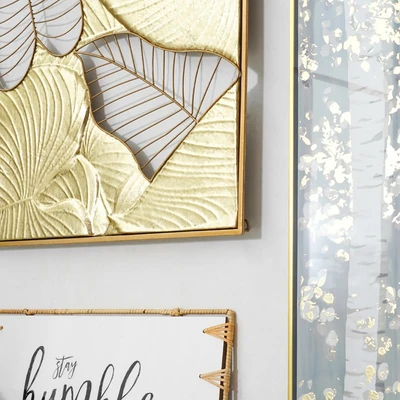 Gambar Informa Hiasan Dinding Multi Leaves Besi 56.5x56.5 cm - Gold