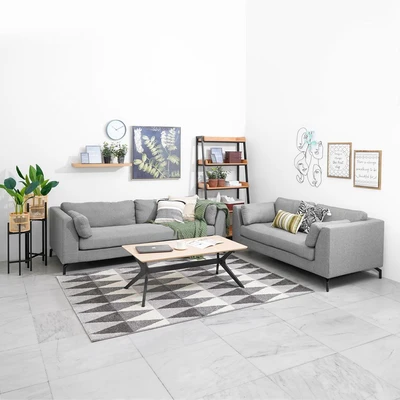 Gambar Nordia Idaho Set Sofa Fabric 2 & 3 Seater - Abu-Abu