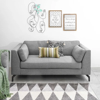 Gambar Nordia Idaho Set Sofa Fabric 2 & 3 Seater - Abu-Abu