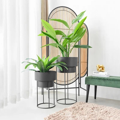 Gambar Informa Pot Tanaman Dengan Stand 75.5 cm Set 2 pcs - Hitam