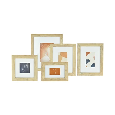 Gambar Informa Bingkai Foto MDF Mix Size Set 5 Pcs - Cokelat Muda