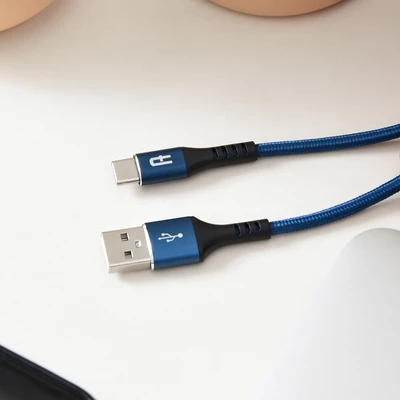 Gambar Ataru Kabel Charger Braided Usb To Type C - Biru