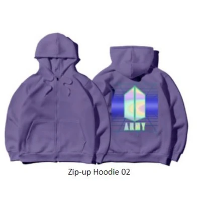 Gambar Bts Vr Ukuran Xl Zip Up Hoodie 02 - Ungu