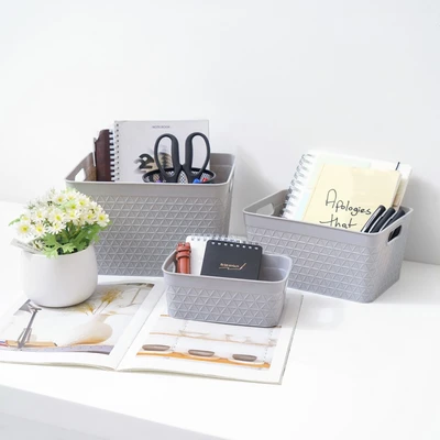 Gambar Informa Keranjang Serbaguna Waffle 16.5x10.8x6.5 cm - Abu-Abu