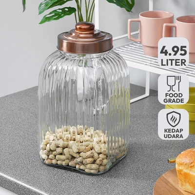 Gambar Informa Talivia Stoples Kaca 4.95 Liter Transparan - Copper
