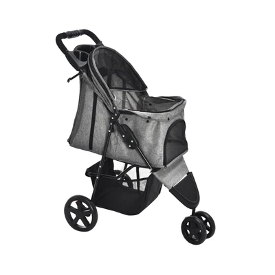 Gambar Pawever Pets Stroller Hewan Dengan 3 Roda - Abu-Abu