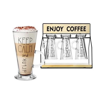 Gambar Appetite Gelas Kopi Dengan Rak Penyimpanan 270 ml Set 6 Pcs