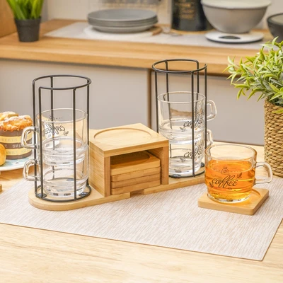 Gambar Appetite Cangkir Kopi Dengan Saucer & Rak Susun Set 6 pcs