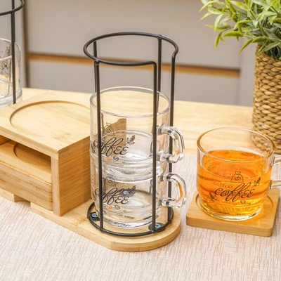 Gambar Appetite Cangkir Kopi Dengan Saucer & Rak Susun Set 6 pcs
