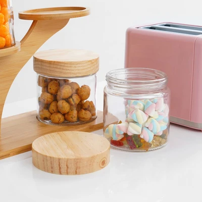 Gambar Informa Cassia Tree Stoples Kaca Dengan Rak 800 ml Set 3 pcs Transparan - Cokelat