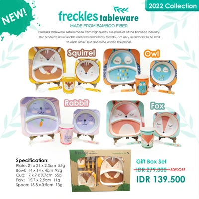 Gambar Okiedog Freckles Set 5 Pcs Perlengkapan Makan Anak Fox