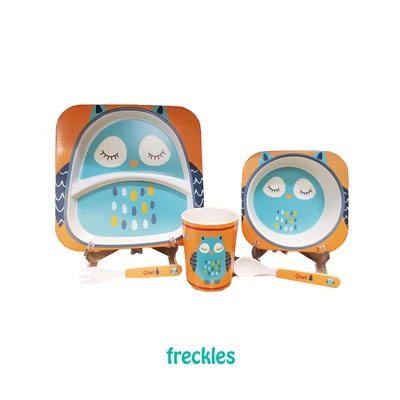 Gambar Okiedog Freckles Set 5 Pcs Perlengkapan Makan Anak Owl