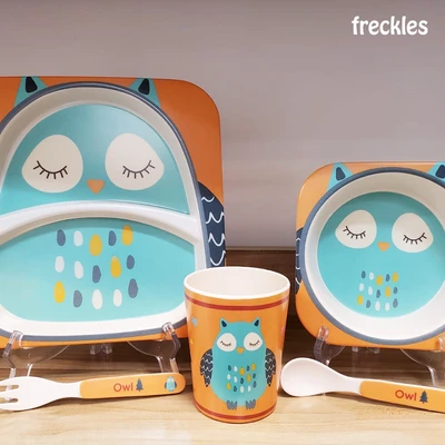 Gambar Okiedog Freckles Set 5 Pcs Perlengkapan Makan Anak Owl