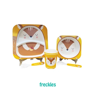 Gambar Okiedog Freckles Set 5 Pcs Perlengkapan Makan Anak Squirrel