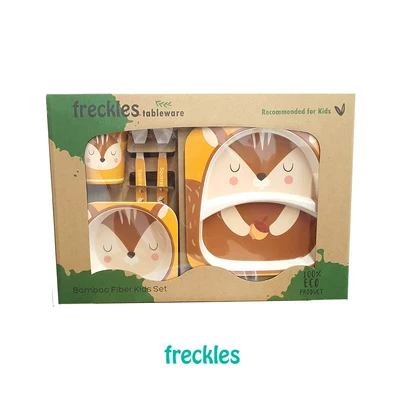 Gambar Okiedog Freckles Set 5 Pcs Perlengkapan Makan Anak Squirrel