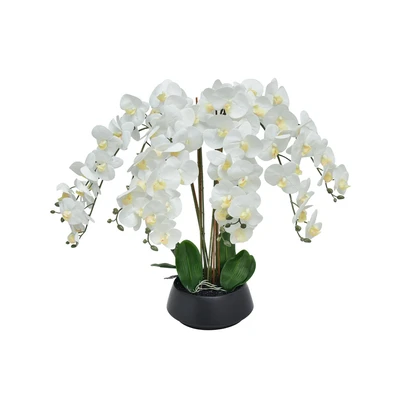 Gambar Informa Bunga Artifisial Orchid Dengan Pot 30x30x80 cm - Putih