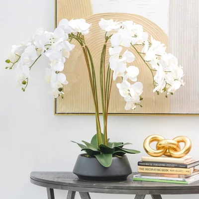 Gambar Informa Bunga Artifisial Orchid Dengan Pot 30x30x80 cm - Putih