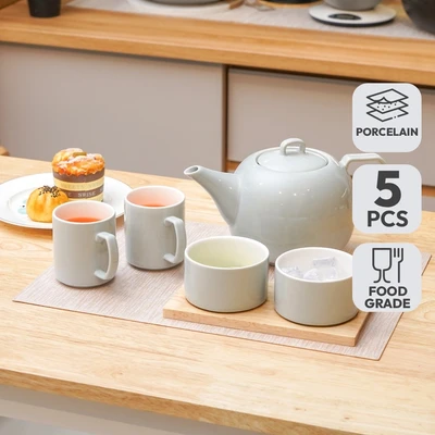 Gambar Appetite Mino Teko & Cangkir Porcelain Dengan Mangkuk Set 5 Pcs - Putih