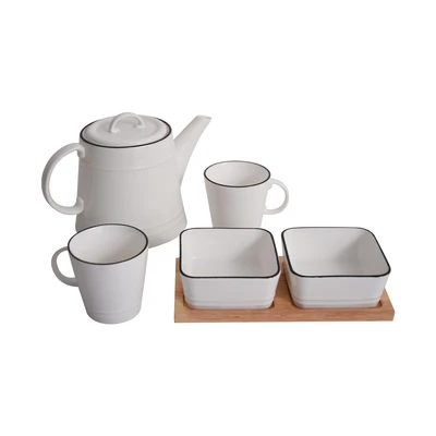 Gambar Appetite Magnum Teko & Cangkir Porcelain Dengan Mangkuk Set 5 Pcs - Putih