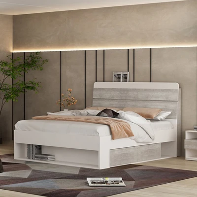 Gambar Informa 160x200 cm Carol Ii Set Kamar Tidur Concrete - Putih