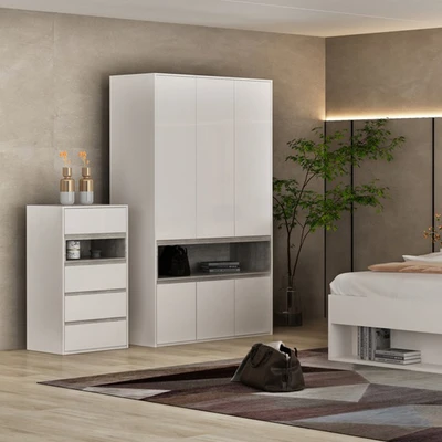 Gambar Informa 160x200 cm Carol Ii Set Kamar Tidur Concrete - Putih