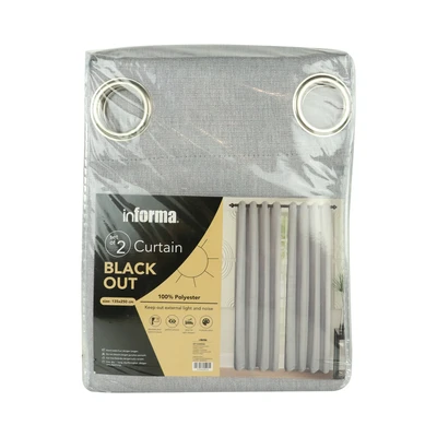 Gambar Informa Gorden Blackout Chenille 135x250 cm Set 2 pcs - Abu-Abu