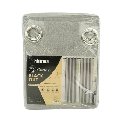 Gambar Informa Gorden Blackout Faux Linen 135x250 cm Set 2 pcs - Krem