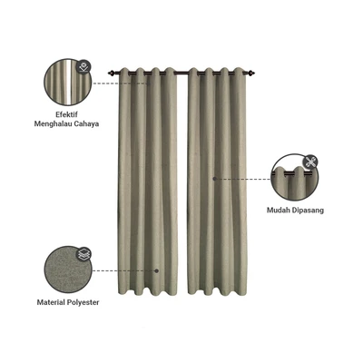 Gambar Informa Gorden Blackout Faux Linen 135x250 cm Set 2 pcs - Krem