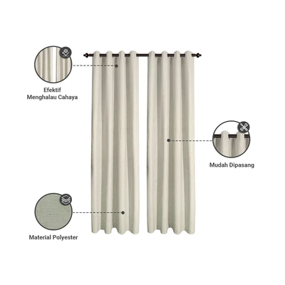 Gambar Informa Gorden Blackout Coat Linen 135x250 cm Set 2 pcs - Krem Ivory