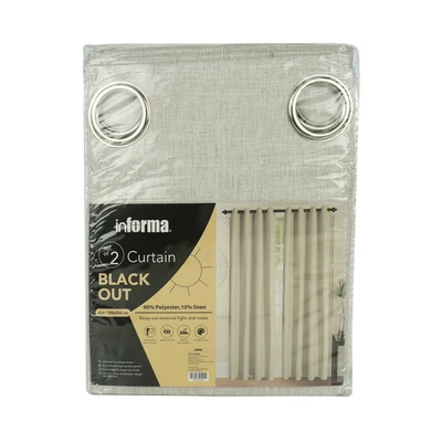 Gambar Informa Gorden Blackout Coat Linen 135x250 cm Set 2 pcs - Krem