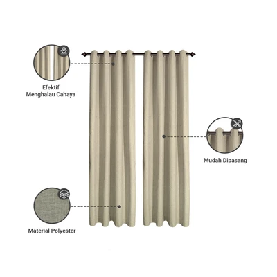 Gambar Informa Gorden Blackout Coat Linen 135x250 cm Set 2 pcs - Krem
