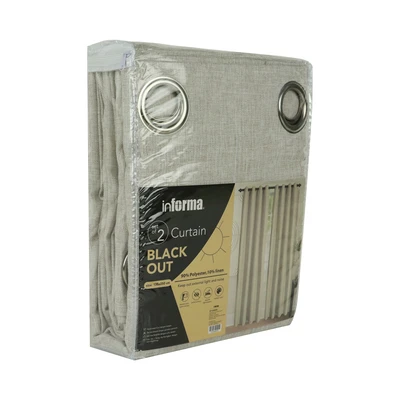 Gambar Informa Gorden Blackout Coat Linen 135x250 cm Set 2 pcs - Krem