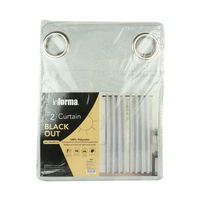 Gambar Informa Gorden Blackout Coat Splash 135x250 cm Set 2 pcs - Silver