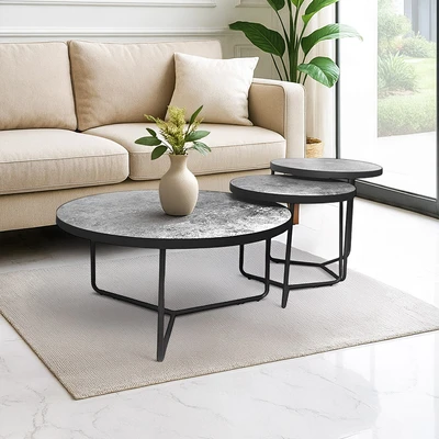 Gambar Informa Martian Meja Tamu & Meja Sisi Set 3 pcs - Abu-Abu