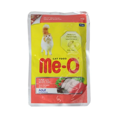 Gambar Me-O Makanan Kucing Basah Adult Tuna & White Fish Pouch 80 gr
