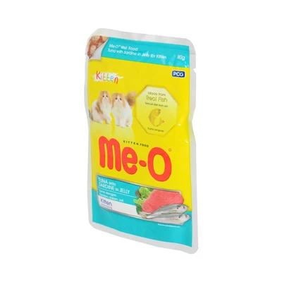 Gambar Me-O Makanan Kucing Basah Kitten Tuna With Sardine Jelly 80 gr