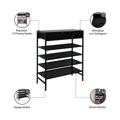 Gambar Informa 72.5x34.5x94.5 Cm Ben Rak Sepatu Dengan Laci