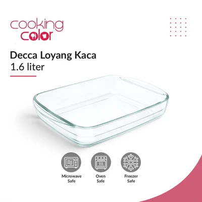 Gambar Cooking Color Decca Loyang Kue Kaca Rectangular 28.2x11.6 cm Transparan