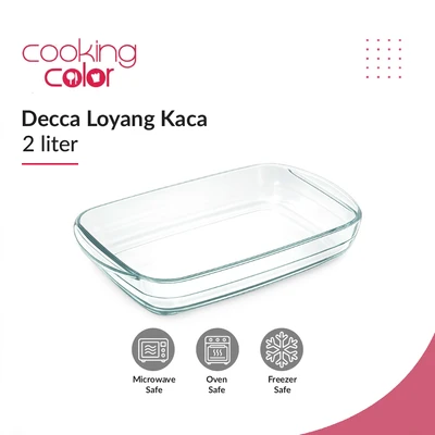 Gambar Cooking Color Decca Loyang Kue Kaca Rectangular 32.5x20.2 cm Transparan
