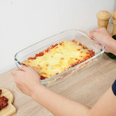 Gambar Cooking Color Decca Loyang Kue Kaca Rectangular 32.5x20.2 cm Transparan