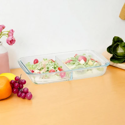 Gambar Cooking Color Decca Loyang Kue Kaca Dengan Sekat 34.5x20.6 cm Transparan