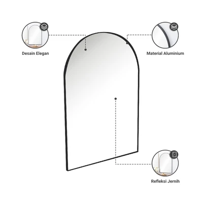 Gambar Informa Cermin Dinding Dekorasi Aluminium Arch 60x90 cm - Hitam