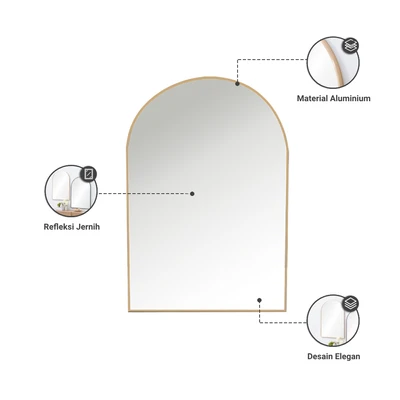 Gambar Informa Cermin Dinding Dekorasi Aluminium Arch 60x90 cm - Gold