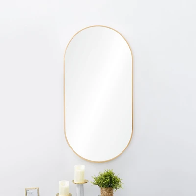 Gambar Informa Cermin Dinding Dekorasi Aluminium Oval 50x100 cm - Gold