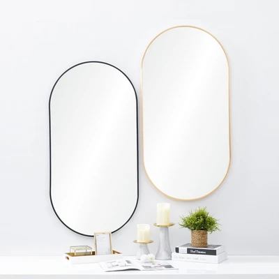 Gambar Informa Cermin Dinding Dekorasi Aluminium Oval 50x100 cm - Gold