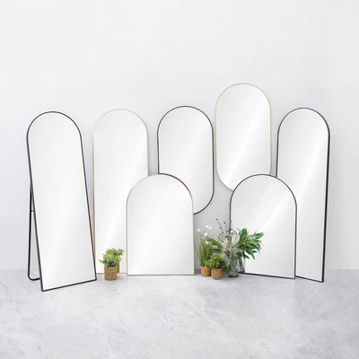 Gambar Informa Cermin Dinding Dekorasi Aluminium Oval 50x100 cm - Gold