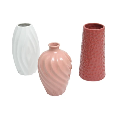 Gambar Informa Coral Vas Bunga Keramik 9.5x9.5x19 cm Set 3 Pcs - Mix